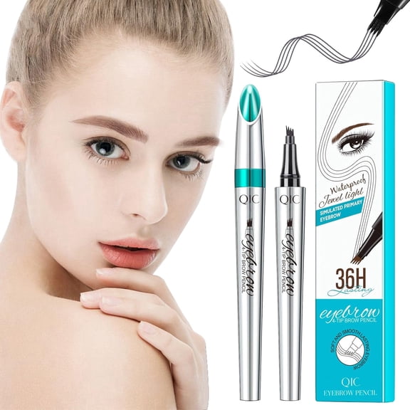 3D Microblading Eyebrow Pen, 5 Color Waterproof Microblading Eyebrow Pencil,4-Tip Eyebrow Pencil, Natural Makeup Long-Lasting Fine Stroke Magic Eyebrow Pencil, Gray