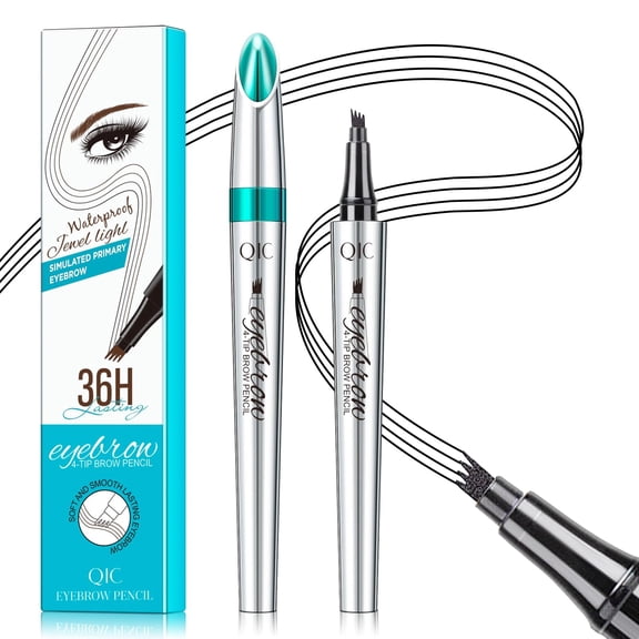 3D Microblading Eyebrow Pen, 5 Color Waterproof Microblading Eyebrow Pencil,4-Tip Eyebrow Pencil, Natural Makeup Long-Lasting Fine Stroke Magic Eyebrow Pencil, Black