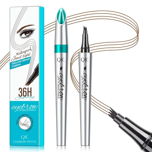 3D Microblading Eyebrow Pen, 5 Color Waterproof Microblading Eyebrow Pencil,4-Tip Eyebrow Pencil, Natural Makeup Long-Lasting Fine Stroke Magic Eyebrow Pencil, Light Brown