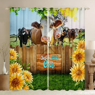 2 Panels Farmhouse Cow Kitchen Curtains Tiers Rod Pocket Short Small  Sunflower Farm Animal Cattle Rustic Black White Buffalo Plaid Cafe Curtain  Living Room Bedroom Window Treatment Home Decor - Temu