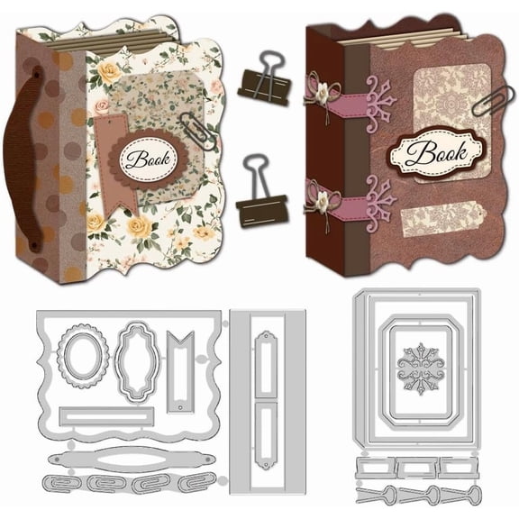3D Mini Book Die Cuts Metal Cutting Dies Card Making Cutting Stencils Template for DIY Embossing Scrapbooking Craft Paper Photo Album Greeting Card Gift Festival Invitation Decorative DIY
