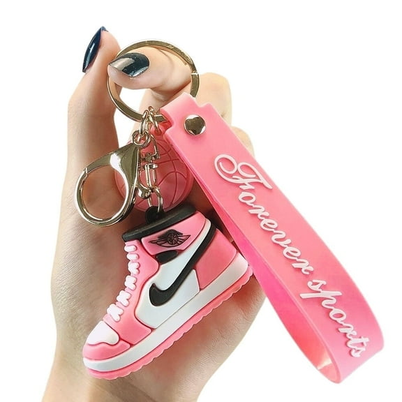 3D Mini Nike Sneakers Keychain, Cool and Cute Rubber Shoe Key Pendant, Pink
