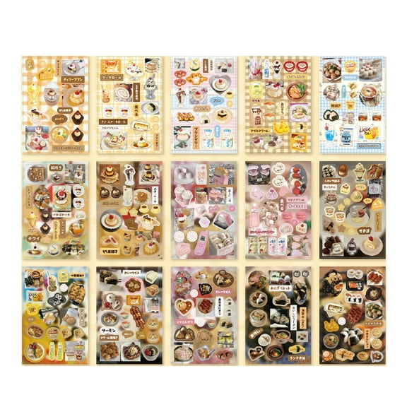 3D Miniature Scene Sticker Miniature Dessert Minimart Scene Sticker for Scrapbooking Journal Notebook Photo Album Phone