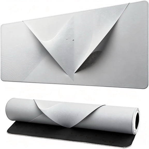 Lina Harper Home Extended Desk Mat, Minimalist Rubber Non-Slip Waterproof Mouse Pad, 11.81" x 27.56", Neutral Gray Geometric 3D Aesthetic for Office & Gaming