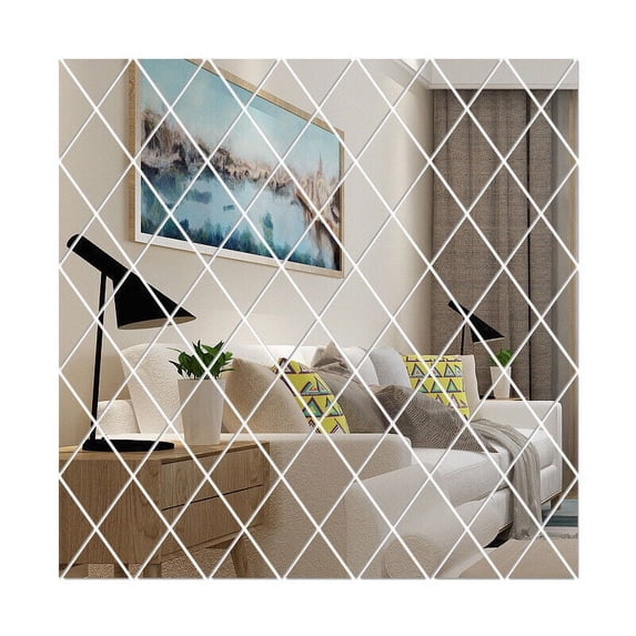 3D Mirror Acrylic Wall Sticker Diamond Art Mural Decal Home Room Decor Removable
