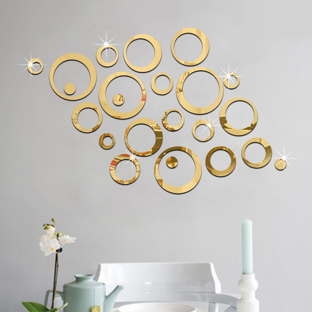 3D Mirror Circles Wall Stickers DIY Decal Vinyl Mural Home Decor ...