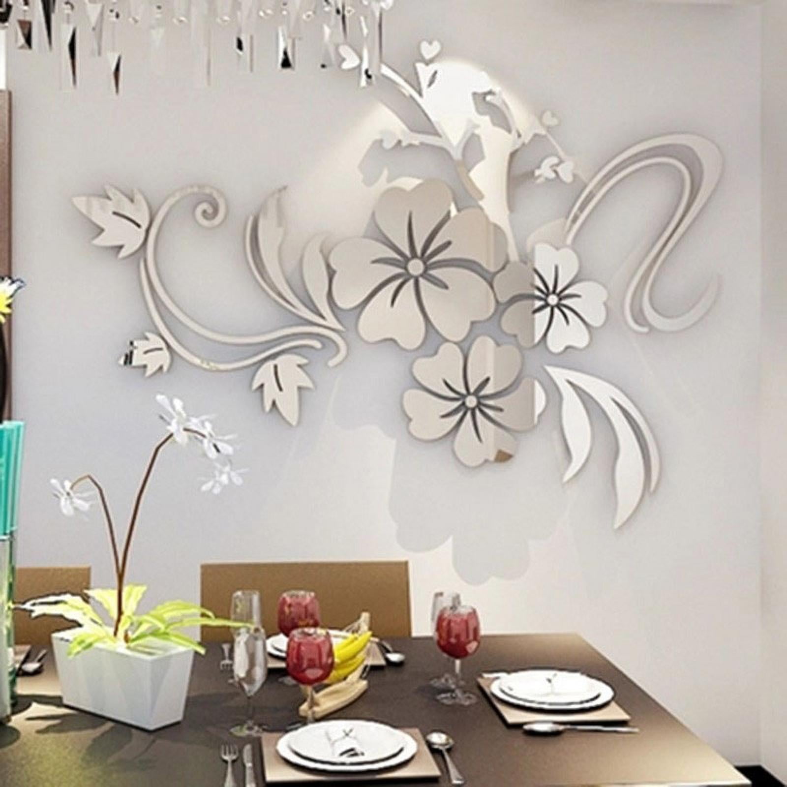 3d Mirror Flower Art Removable Wall Sticker Acrylic Mural Decal Home