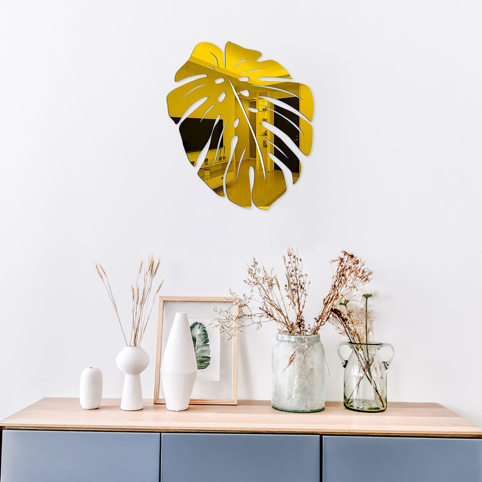 3D Mirror Leaf Flower Acrylic Mural Decal Removable Wall Sticker DIY