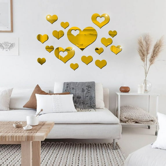 3D Mirror Love Hearts Wall Sticker Wall Decals DIY Decor Removable Sticker Love Mirror Sticker Home Mural Art Wall Decor For Living Room Nursery Bedroom 16pcs Clearance Under 10$!