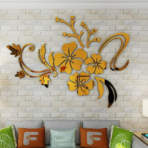 3D Mirror Sticker Flower Art Removable Wall Sticker Acrylic Mural Decal Home Room Decor Ramadan Decoration 2022 Accessories