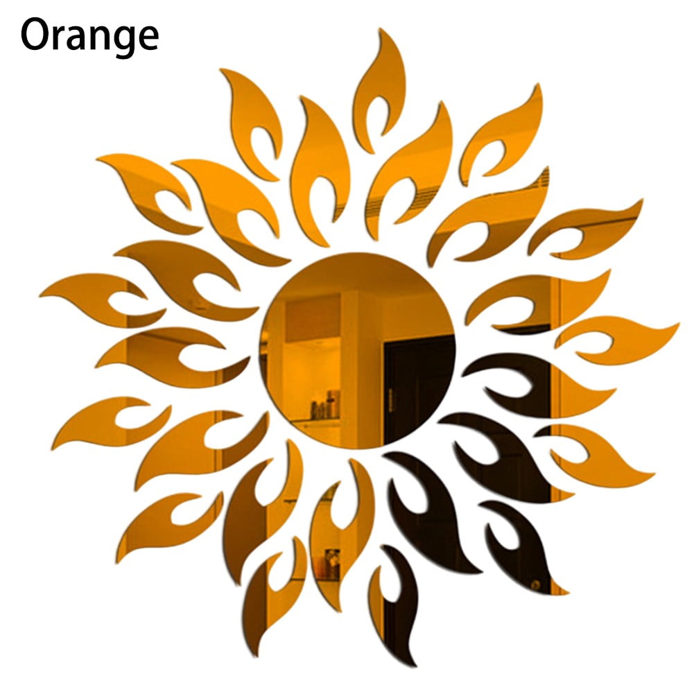 3D Mirror Sun Art Removable Wall Sticker Acrylic Mural Decal Home Room ...
