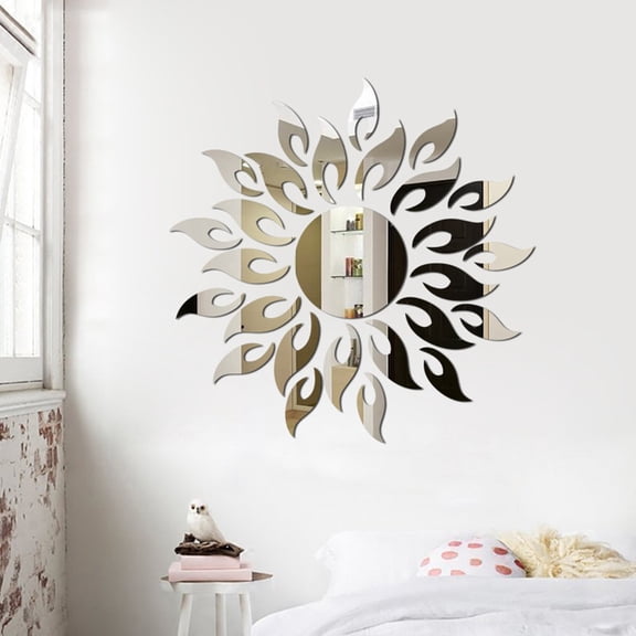 3D Mirror Sun Art Removable Wall Sticker Acrylic Mural Decal Home Room Decor