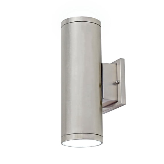 ULTRALUX LED 12" Modern LED Up and Down Outdoor Light Sconce - Brushed Nickel Mounted Wall Light - 2000 Lumen, 30 Watt, 4000K Porch Light For Home, Porch & Garage