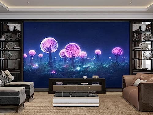 3D Modern Canvas Wallpaper Mural fantasy neon forest beautiful sky