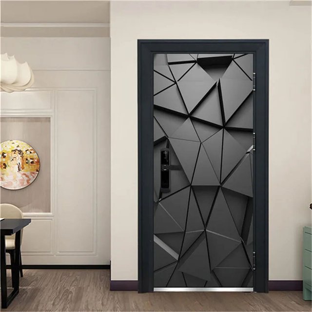 3D Modern Design Door Sticker Self Adhesive Vinyl Door Mural Poster