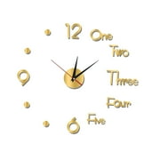 3D Modern Frameless DIY Acrylic Wall Clock Home Decor for Living Room Bedroom Kitchen Wall Decor Housewarming Gift, Gold