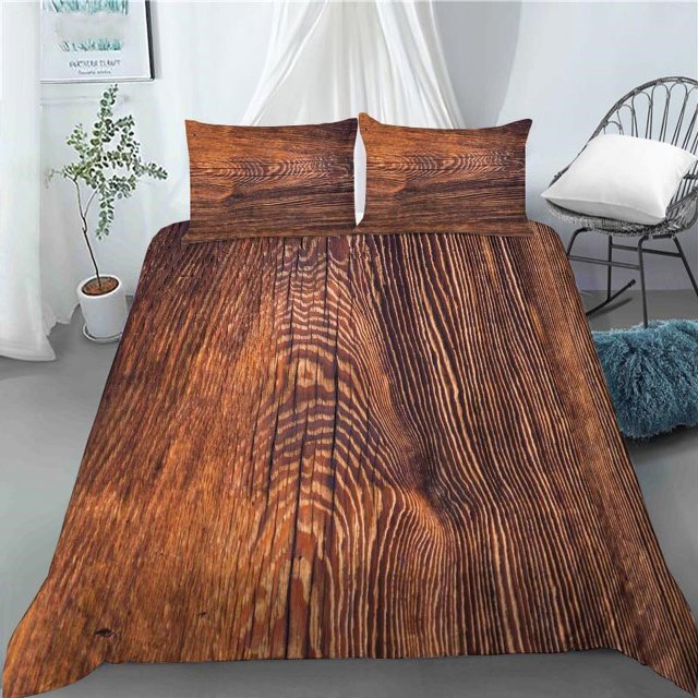 3D Modern Retro Wood Duvet Cover Lovely Pattern Polyester Quilt Cover