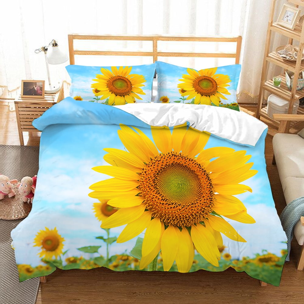 3D Modern Sunflower Duvet Cover Twin Full King Size Yellow Flower