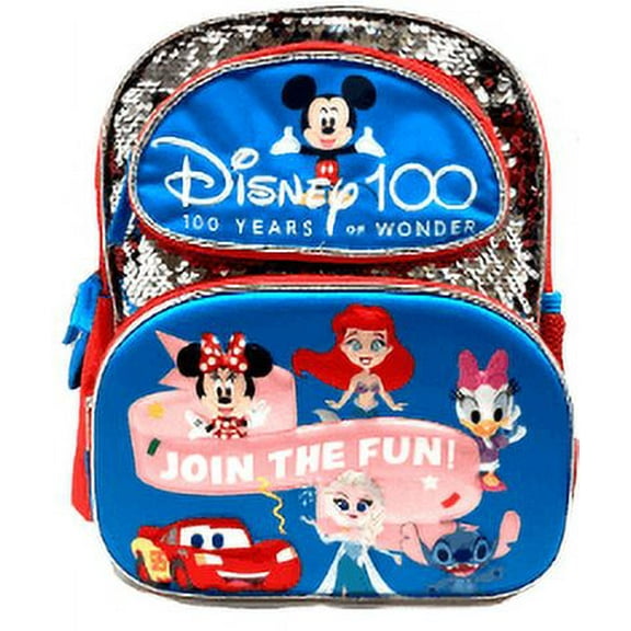 3D Moldled Magic Sequins Mickey 100 Year Of Wonder 12" Toddler Backpack