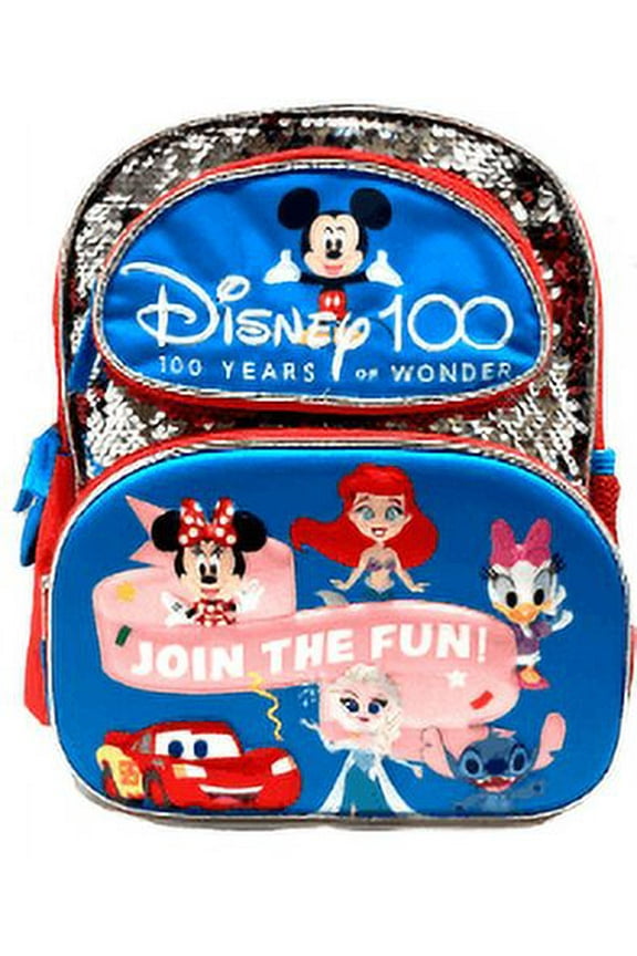 3D Moldled Magic Sequins Mickey 100 Year Of Wonder 12" Toddler Backpack