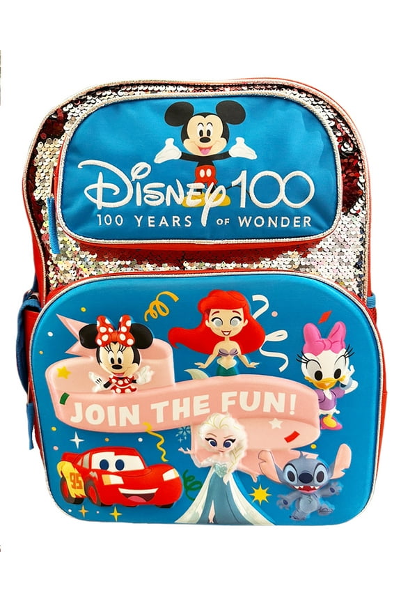 3D Moldled Magic Sequins Mickey 100 Year Of Wonder 16" Large Backpack