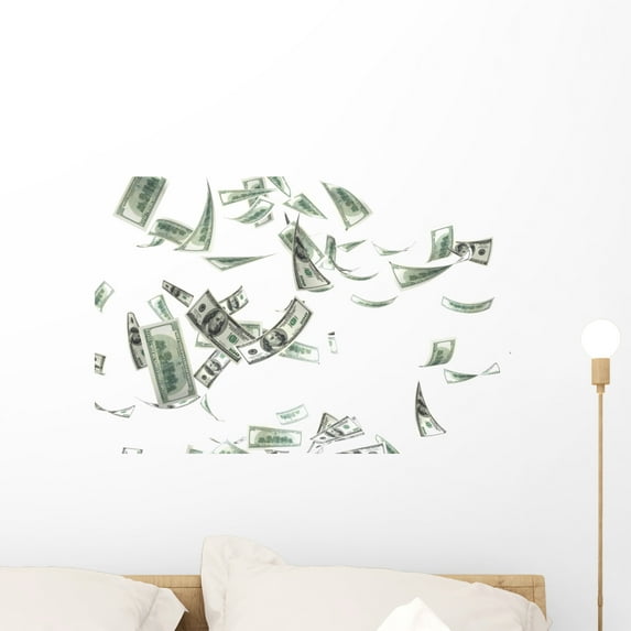 3D Money Falling Wall Mural by Wallmonkeys Peel and Stick Graphic (24 in W x 16 in H) WM354891