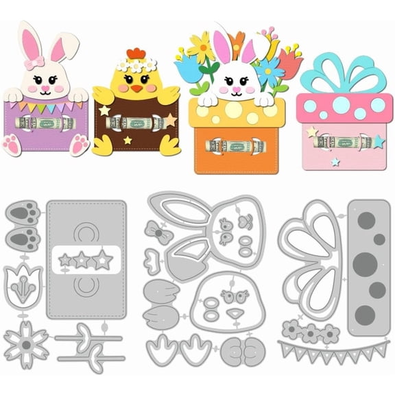 3D Money Roll Stand Die Cuts Carbon Steel Cutting Dies Rabbit Duck Animal Gift Box Cuts Stencils Scrapbooking Embossing Template for DIY Making
