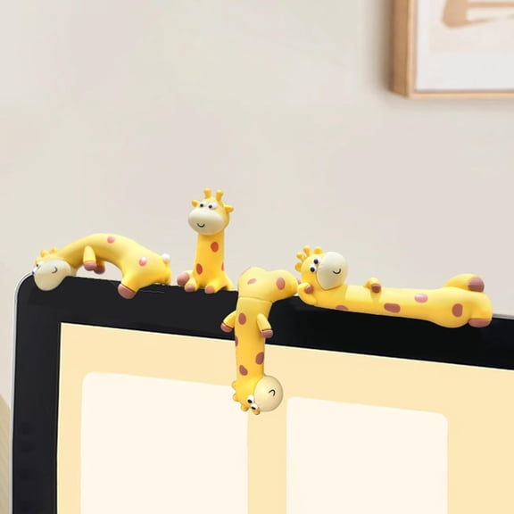 3D Monitor Decor, 4 Pcs Giraffe, God Computer Decoration for Office Desk, Kawaii Style Dashboard Decor, Adorable Car Accessories Giraffe(x)