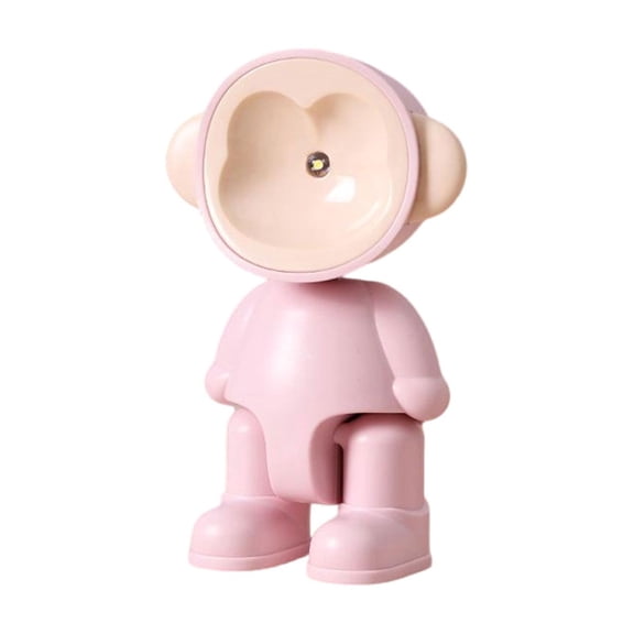 3D Monkey LED Night Light, Cute Animal Desk Lamps Battery Operated Table Lamps,Soft Warm Glow Cordless Portable Safe Durable Giftable Light for Bedrooms Birthdays Christmas Halloween Gifts,Pink
