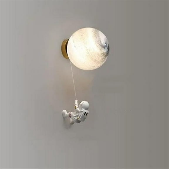 3D Moon Creative Astronaut Lighting Wall Lamp Boys And Girls Children's Room Decoration Bedroom Bedside Warm Background Sconces