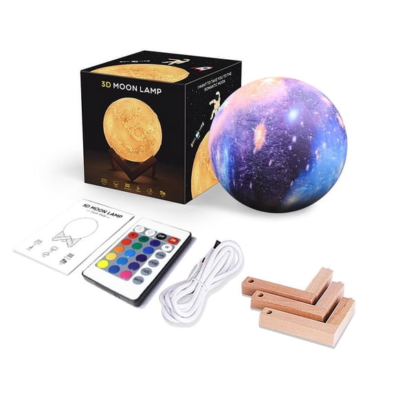 3D Moon Lamp with Remote Control Touch and Tap Function USB Rechargeable Night Light Decorative Lighting for Home Bedroom Desk Shelf