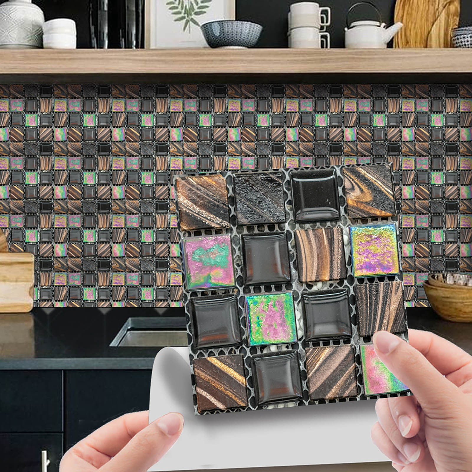 3D Mosaic Crystal Tile Stickers , Peel And Stick Waterproof Bathroom ...