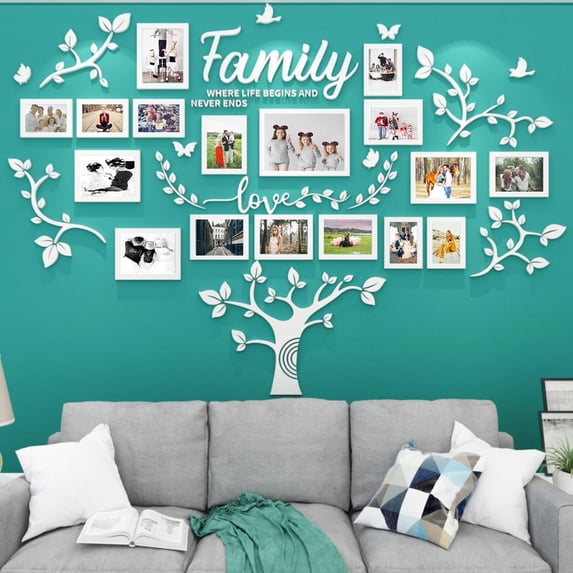 3D Mosaic Photo Frame Wall Decoration, DIY Family Photo Tree Wall Stickers Multi Colors For Living Room Bedroom Kitchen Home Decor