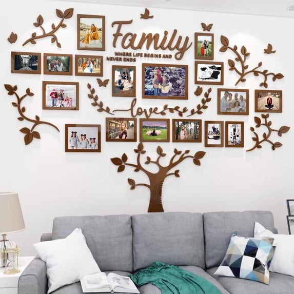3D Mosaic Photo Frame Wall Decoration, DIY Family Photo Tree Wall Stickers Multi Colors For Living Room Bedroom Kitchen Home Decor