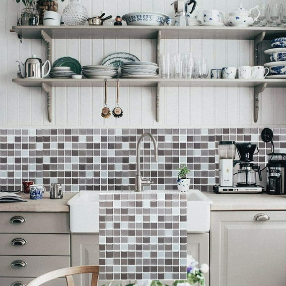 3D Mosaic Sticker Peel and Stick Tile Backsplash Wall Paper for Home Kitchen, Pack of 20