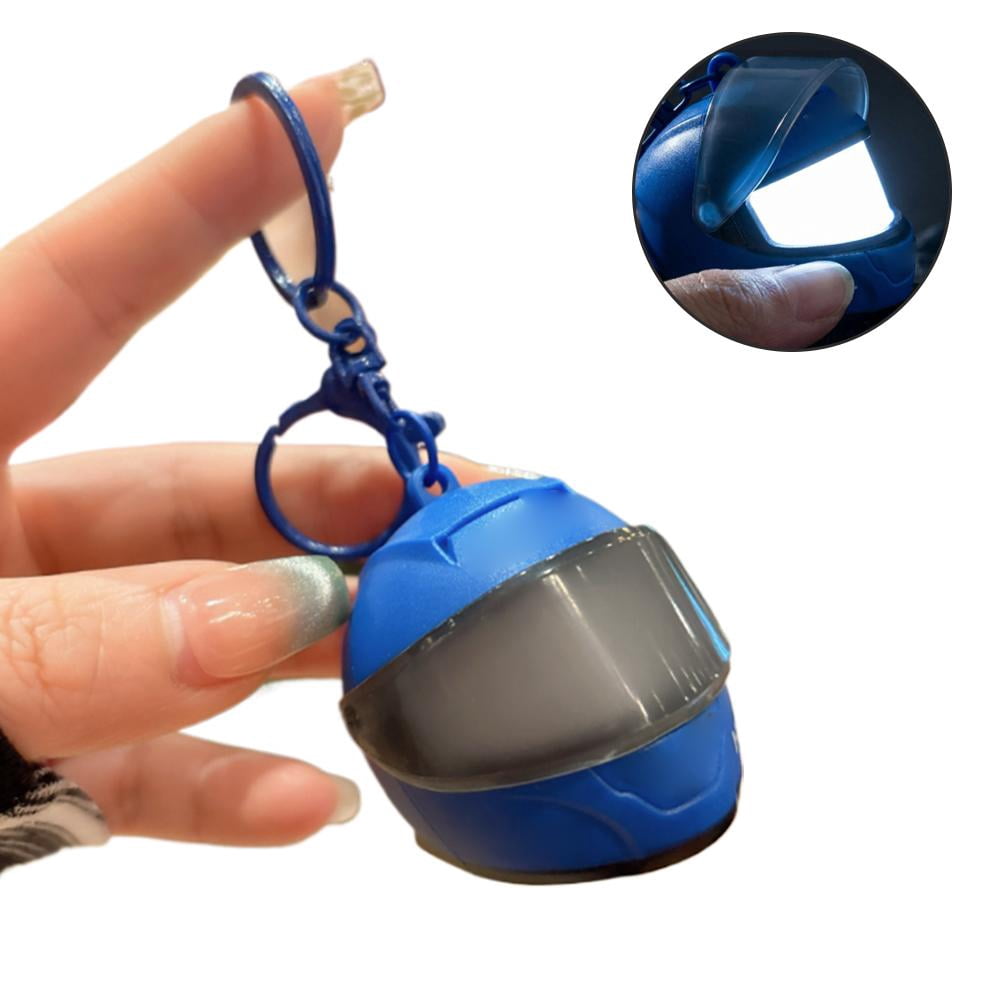 3D Motorcycle Helmet Keychain, Light Up Helmet Key Fob, Mini