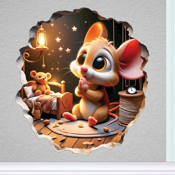 3D Mouse Hole Wall Sticker, Home Decor Sticker Decal, Kids Room ...