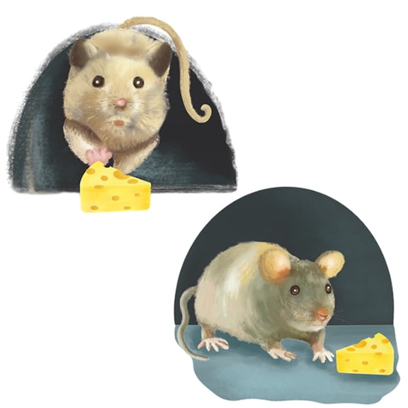 3D Mouse Hole Wall Stickers 2Pcs Mouse Wall Decals - Water Proof Funny Wall Stickers for Bedroom Wall Decor - Cheese mouse