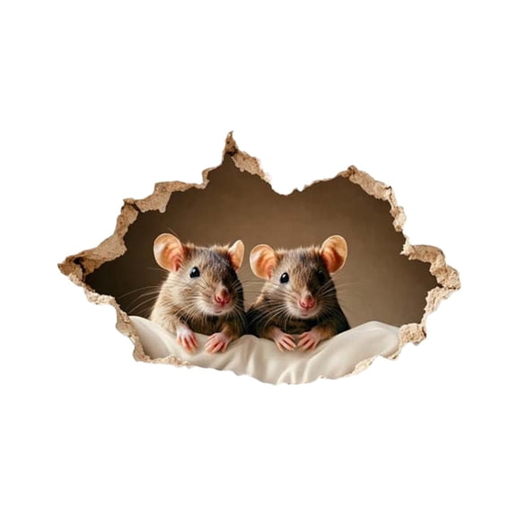 3D Mouse Wall Sticker for Refrigerator and Toilet Decoration, Funny Broken Hole Decal for Room and Home, Realistic Climbing Sticker for Bedroom and Office Wall, D