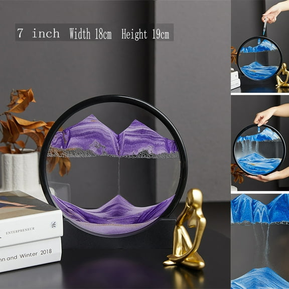 3D Moving Sand Art Picture Round Glass Deep Sea Sandscape Hourglass Quicksand Craft Flowing Painting Office Home Decor Gift