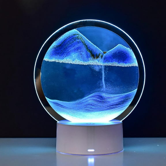 3D Moving Sand Art Table Lamp Hourglass Decoration Changing Sand Liquid Motion Desk Lamp Colorful Creative Sea Quicksand Moving Sand Art Picture Night Light