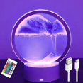3D Moving Sand Art Table Lamp with RGB Color 360° Rotation Purple 7 ...