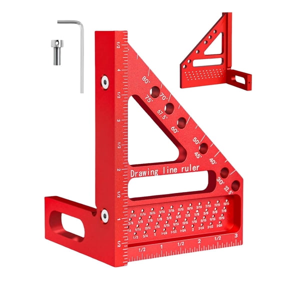 3D Multi-Angle Carpenter Square Aluminum Alloy Multi Hole Scribing Ruler High Precision Woodworking Tools for Engineer Carpenter Crafting