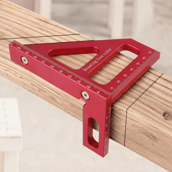 Precision Combination Square, 45/90 Degree Carpenter Layout Tool, Red, Metric, 1 Piece
