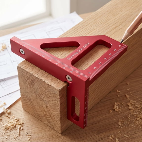 3D Multi-Angle Measuring Ruler, 45/90 Degree Aluminum Alloy Woodworking Square Protractor, Drawing Line Ruler, Miter Triangle Ruler High Precision Layout Measuring Tool for Engineer Carpenter