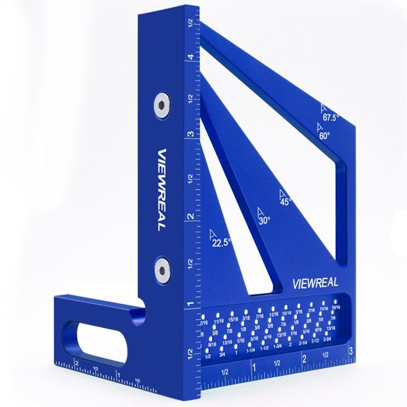 3D Multi Angle Measuring Ruler Aluminum Alloy Woodworking Square,Versatile Square Tool with Preset Angles from 22.5 to 90 Ideal Layout Tool for Carpentry, Engineering & DIY Projects