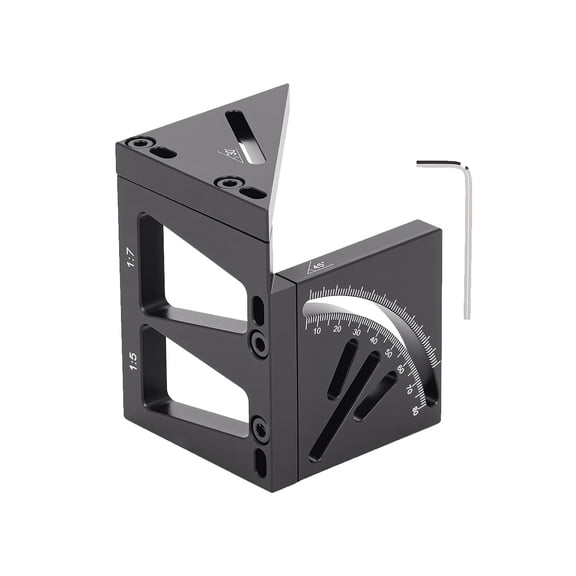 3D Multi Angle Measuring Ruler Aluminum Alloy Woodworking Square for Engineer Carpenter Black