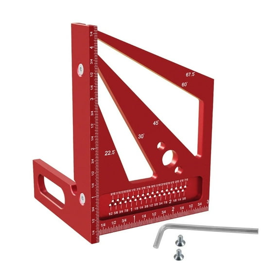 3D Multi-Angle Woodworking Square Protractor, Aluminum Alloy Miter Triangle Ruler T-Type Scriber