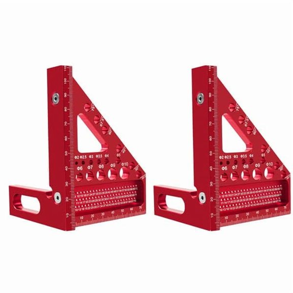 3D Multi-Purpose Carpenters Triangle Square, Aluminum Alloy Angle Measuring Tool with Drill Guide Holes, 090 Protractor Layout Ruler for Woodworking and Construction (2)