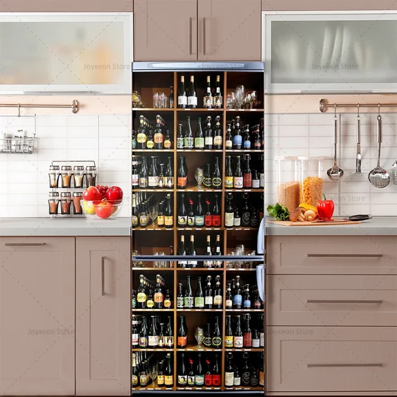3D Multi Style Refrigerator Sticker Vinyl Waterproof Self Adhesive Home r Custom Size Pattern Kitchen Refrigerator Sticker
